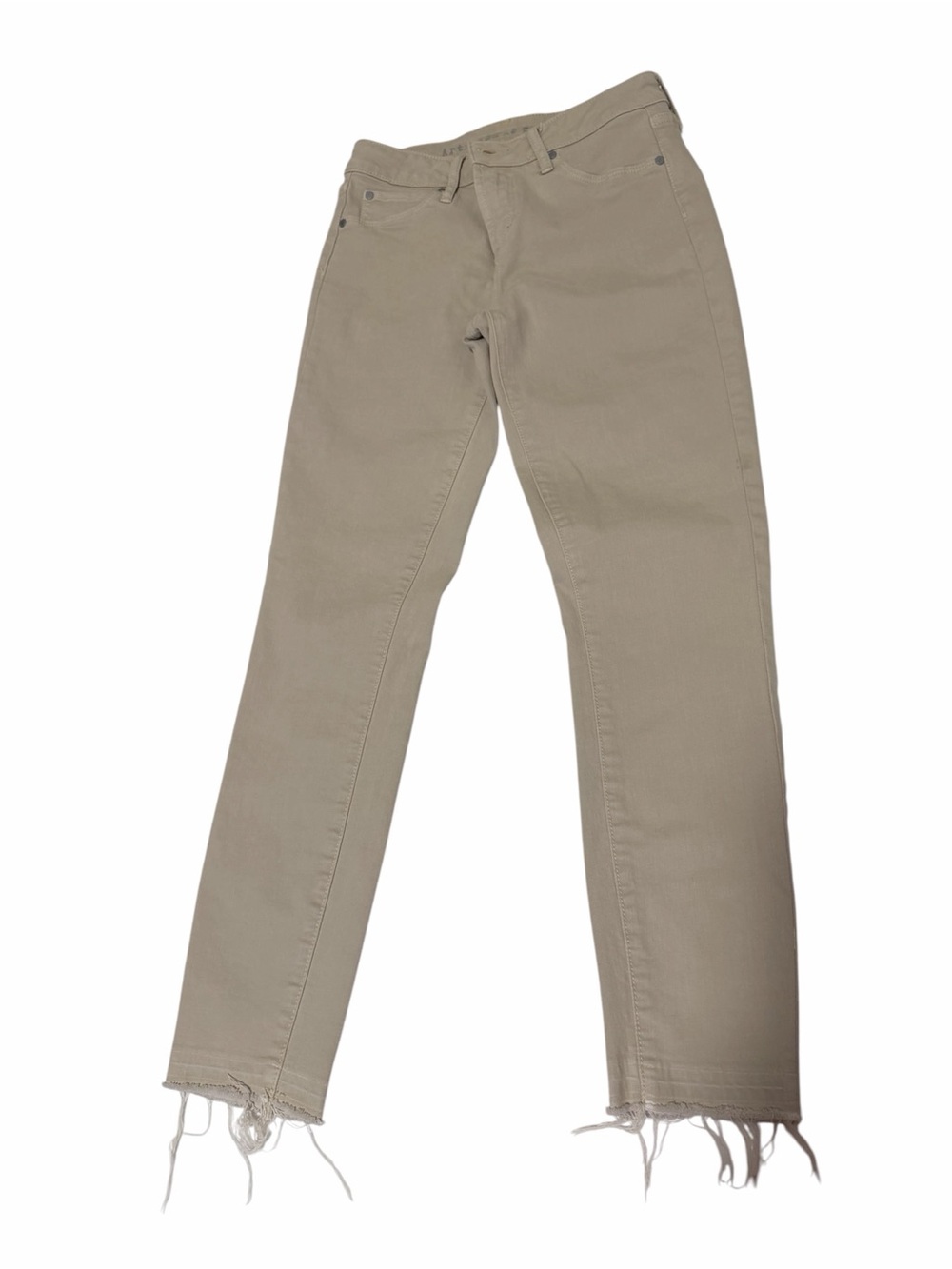 Articles Of Society Light Beige Straight-Leg Jeans with Frayed Hem